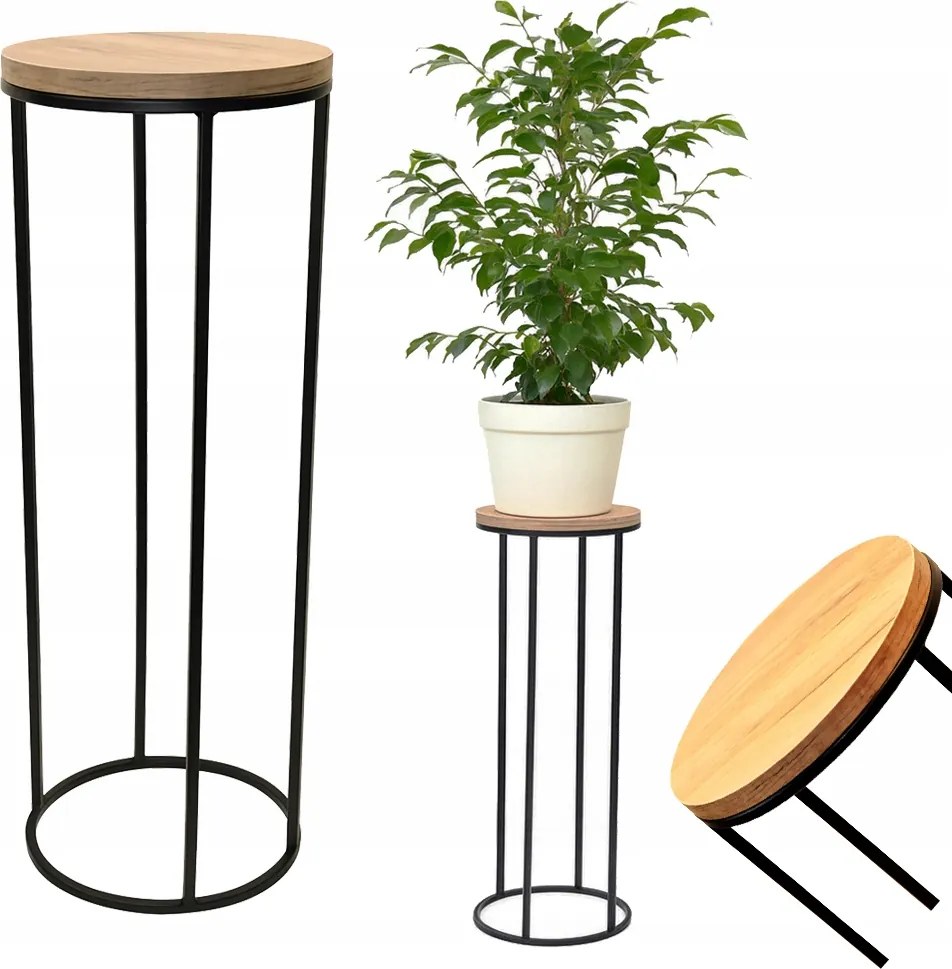 Álló virágágyás fém kerek 70 cm tölgy szobanövény tartó állvány pl