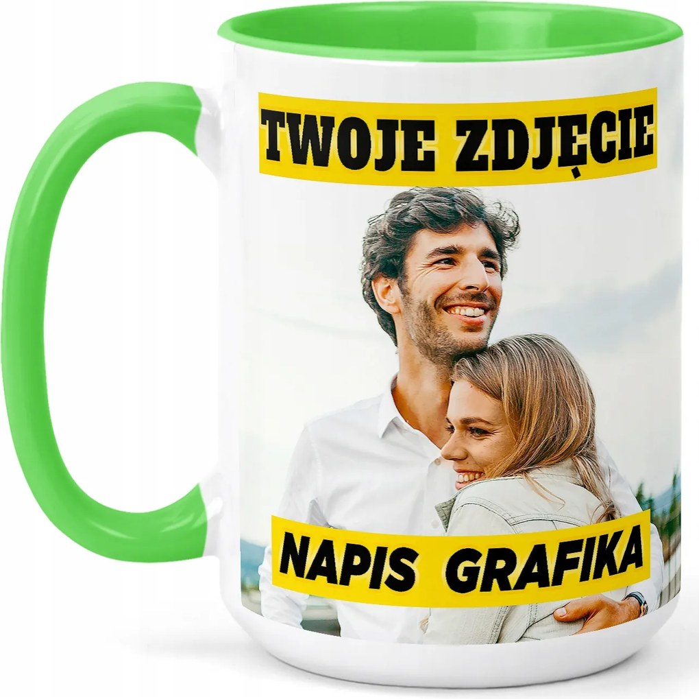 Bögre XXL Zöld saját felirattal Apu anyukájának 450ml Ajándék