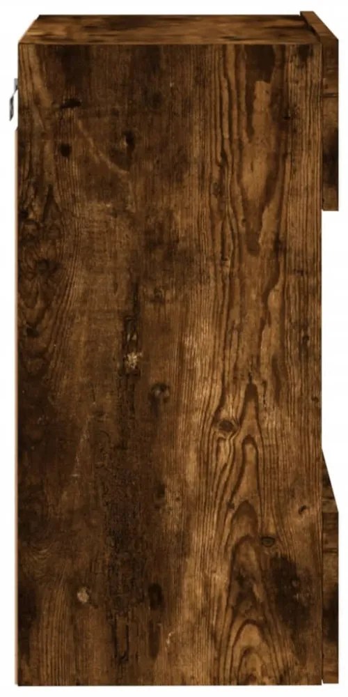 2 db füstös tölgy fali szekrények LED világítással TV-hez 40x30x60,5 cm