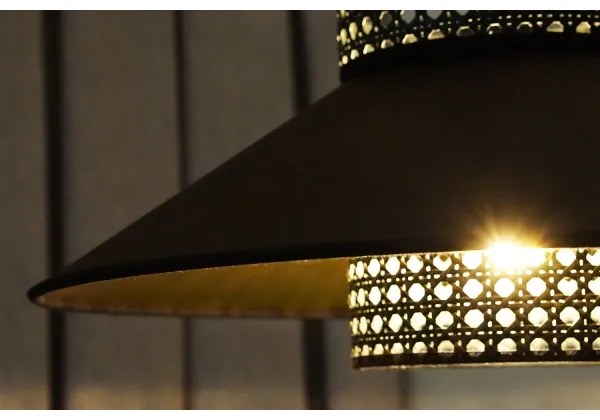 Duolla - Csillár zsinóron RIO RATTAN 1xE27/15W/230V átm. 45 cm fekete/arany