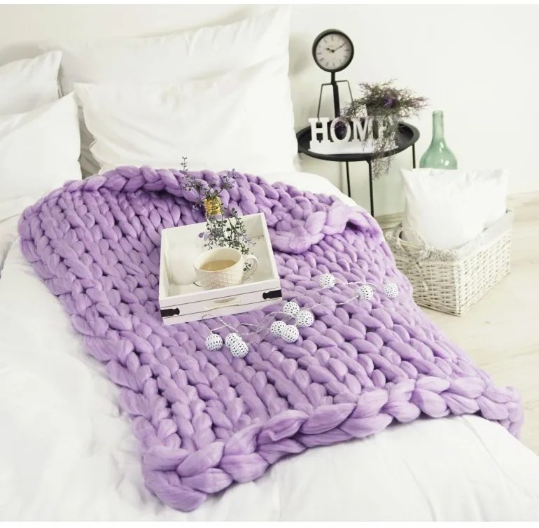 EMI lila kötött takaró 100 x 120 cm