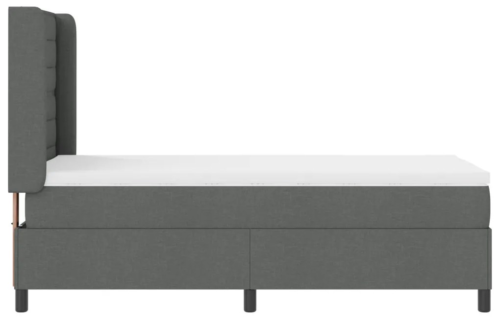 Boxspring Ágy Matraccal és LED Fekete Szürke 90x200 cm Szövet