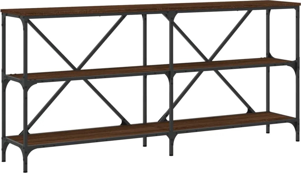 vidaXL barna tölgyszínű szerelt fa és vas tálalóasztal 160x30x75 cm