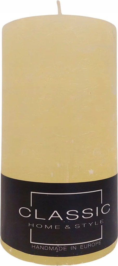 Elegáns dekoratív gyertya Rustic oszlop 7x12 cm krémszínű