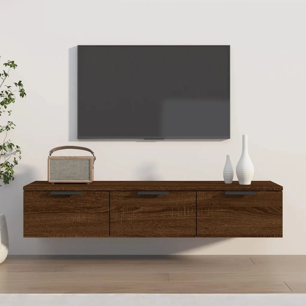 barna tölgyszínű szerelt fa faliszekrény 102 x 30 x 20 cm