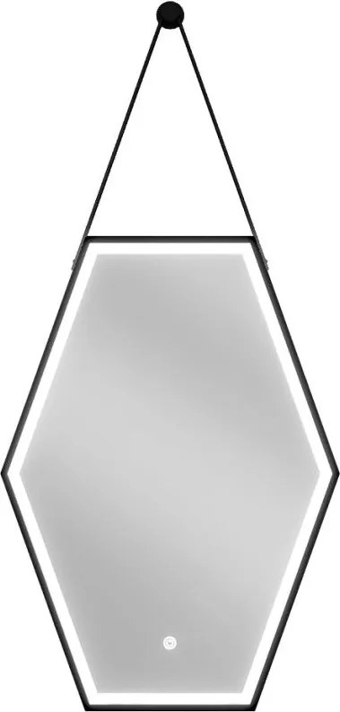 Mexen Orla LED világítású fürdőszobai tükör, 50 x 70 cm, 6000K, páramentes, fekete keret - 9815-050-070-611-70
