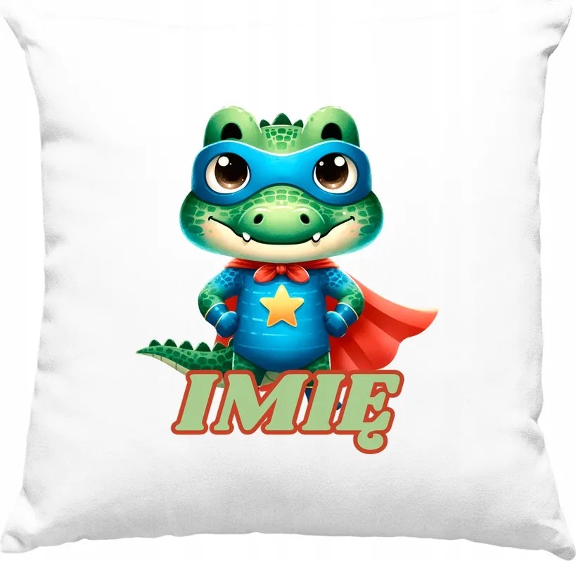 Gyerek párna Krokodil hős +Név fehér