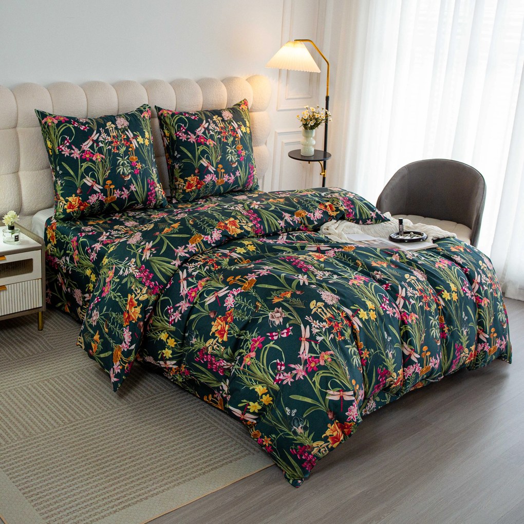 Mikroszálas ágynemű MYSTIC GARDEN sötétzöld Ágyneműhuzat mérete: 70 x 90 cm | 140 x 200 cm