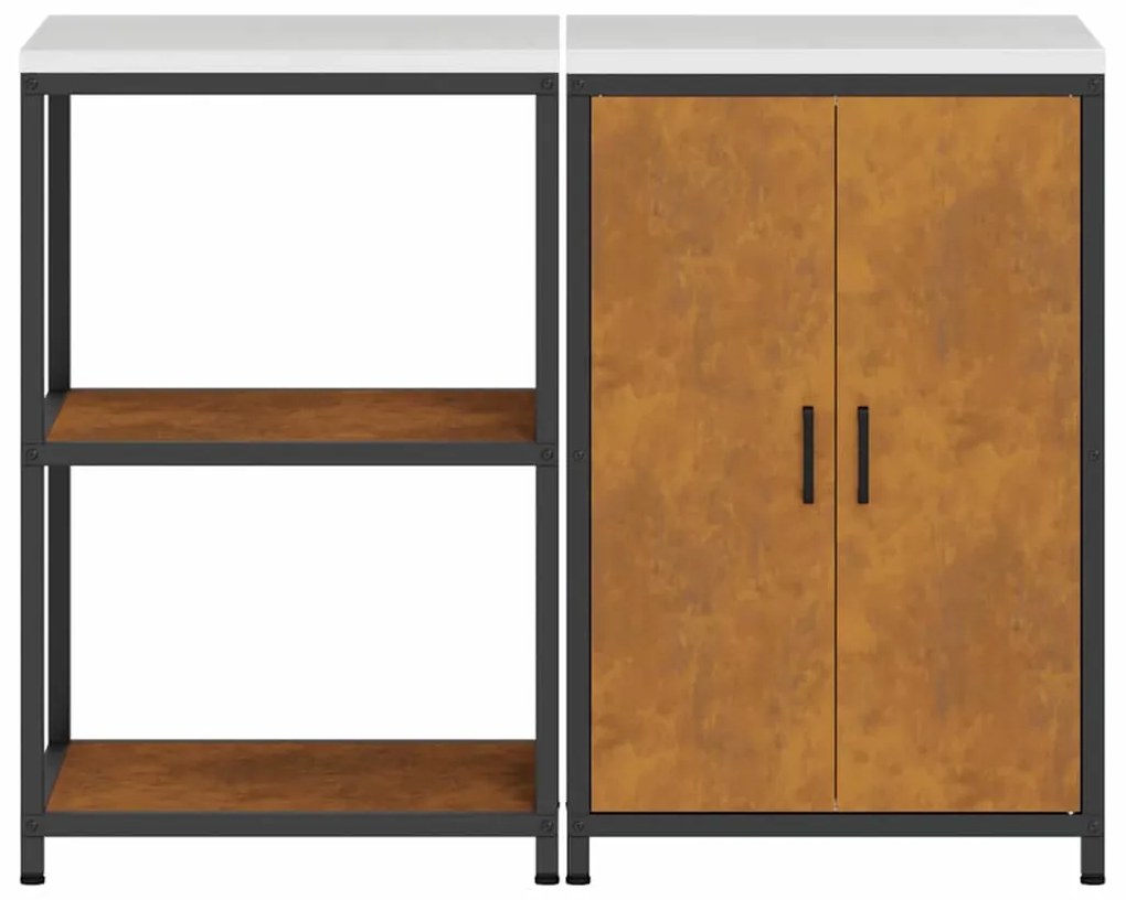 Konyhai Tároló Készlet polcokkal 2 pcs Rozsdás 120 x 50 x 92 cm