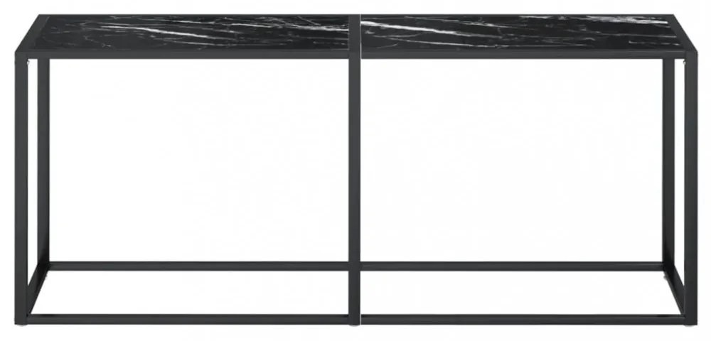 fekete márványszínű edzett üveg tálalóasztal 180 x 35 x 75,5 cm