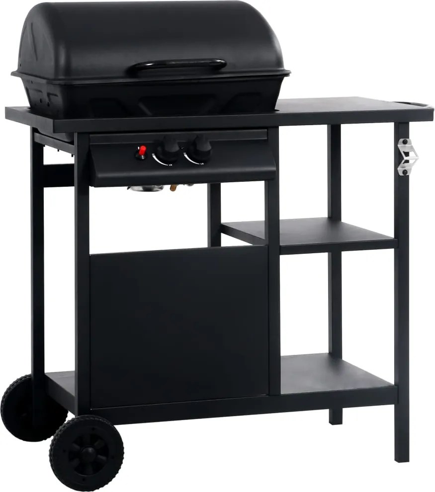 vidaXL fekete gáz grillező 3 szintes kisasztallal