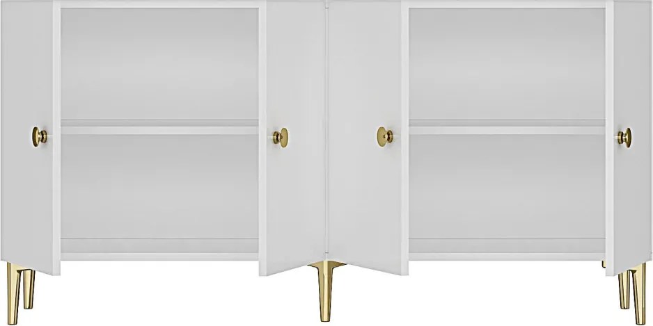 Simple komód, fehér-arany, 150 cm