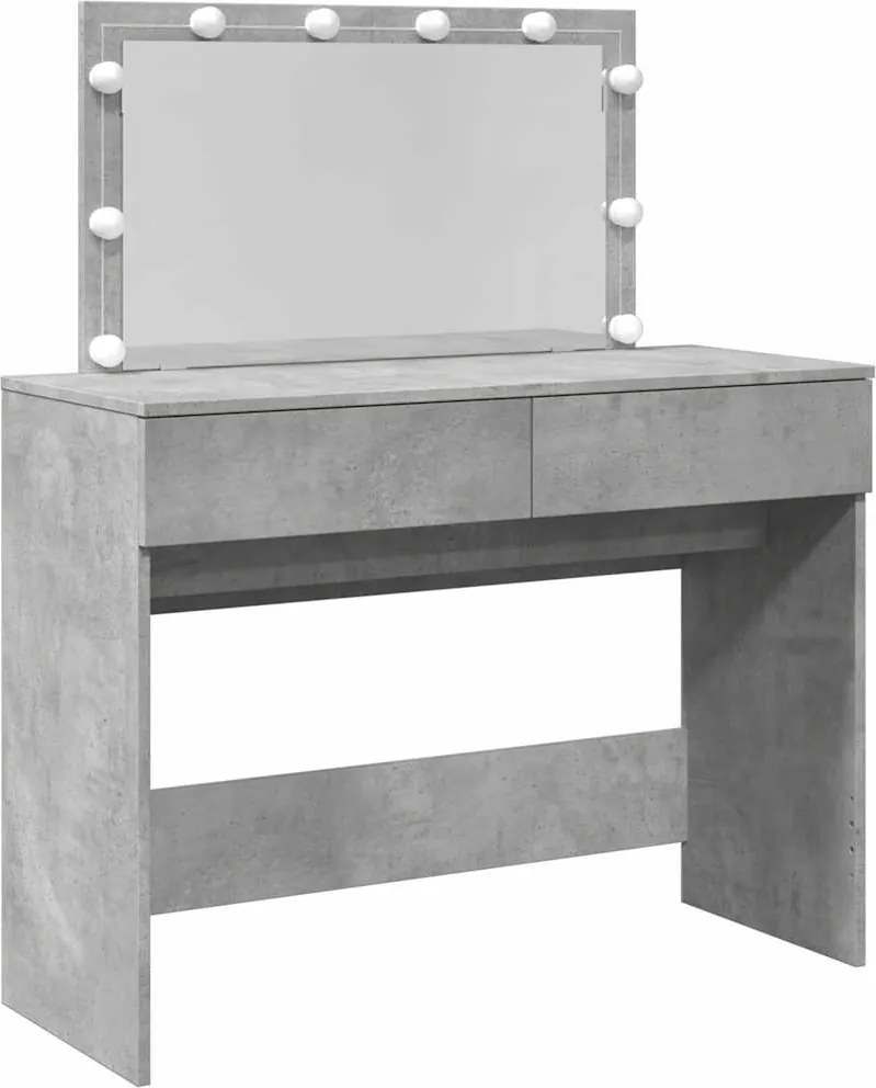 vidaXL betonszürke fésülködőasztal LED-del 100 x 40 x 120 cm