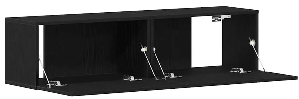 fekete tölgy színű szerelt fa TV-szekrény 120x30x30,5 cm