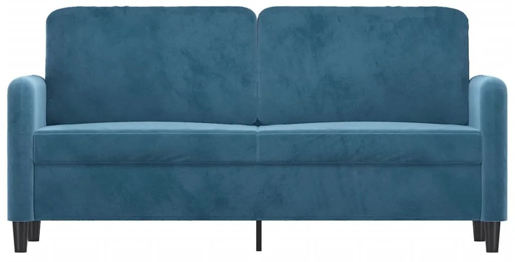 kétszemélyes kék bársony kanapé 140 cm