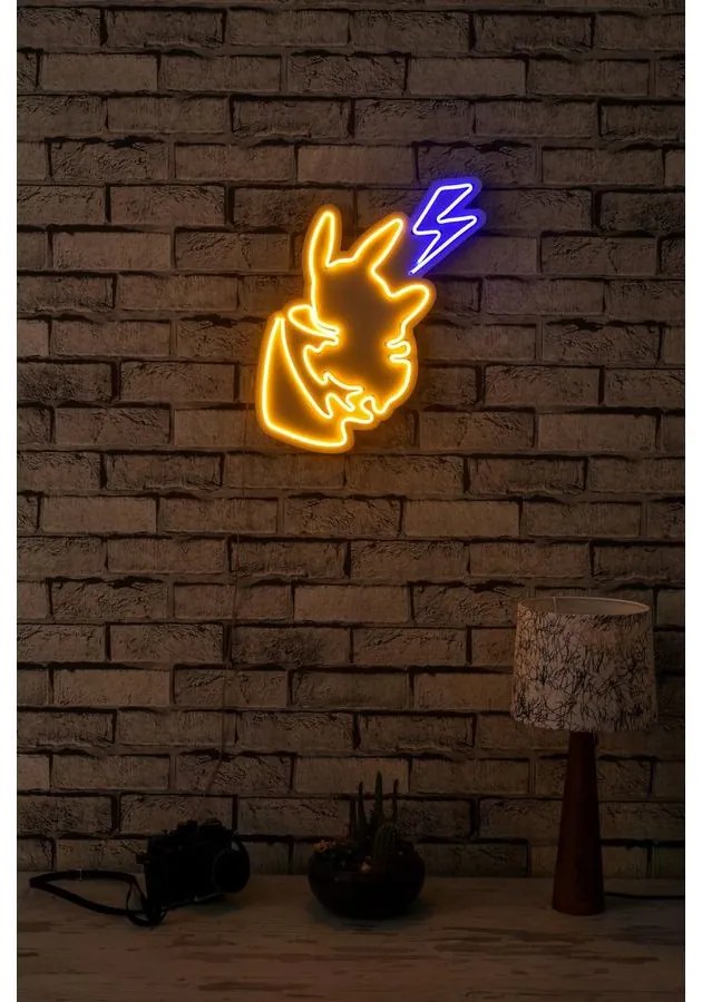 Műanyag LED-es fali dekoráció, Pikachu - Sárga Blue