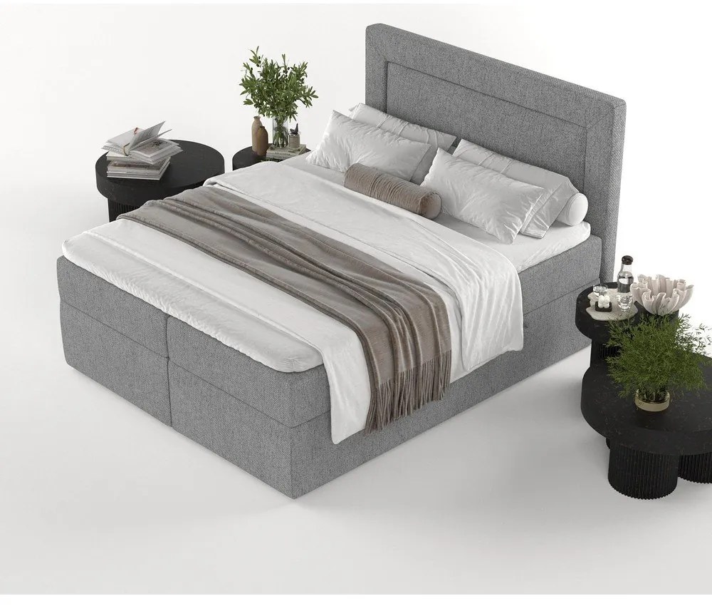 Szürke ágyneműtartós boxspring ágy 160x200 cm Imagine – Maison de Rêve