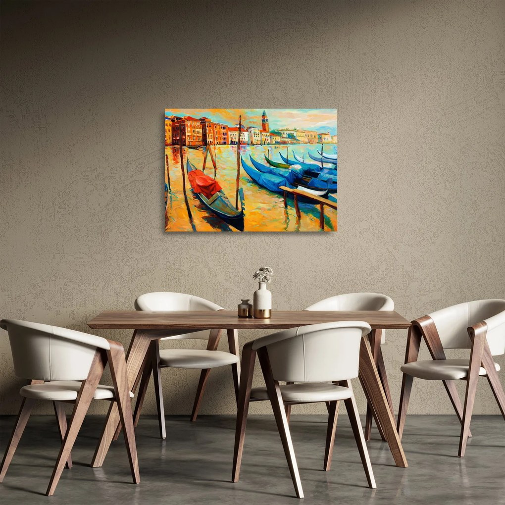 Kép - Velencei kikötő (üvegen) (70x50 cm)