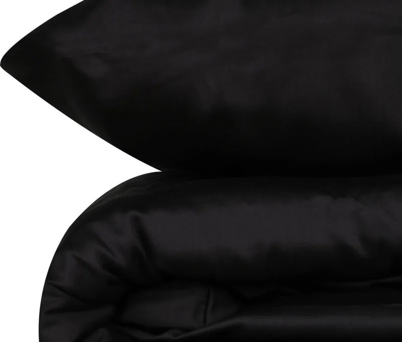 Elegant pamut szatén dupla ágyneműhuzat garnitúra 200 × 220 cm, fekete