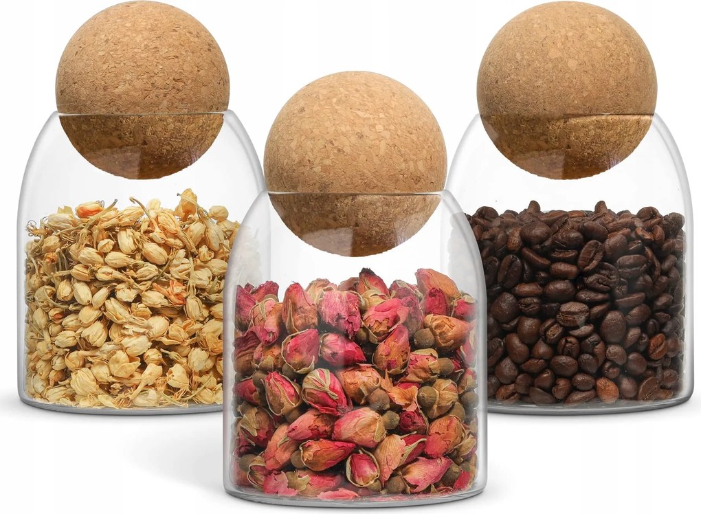 3 db-os átlátszó kerek tartály szett 3x 400ml