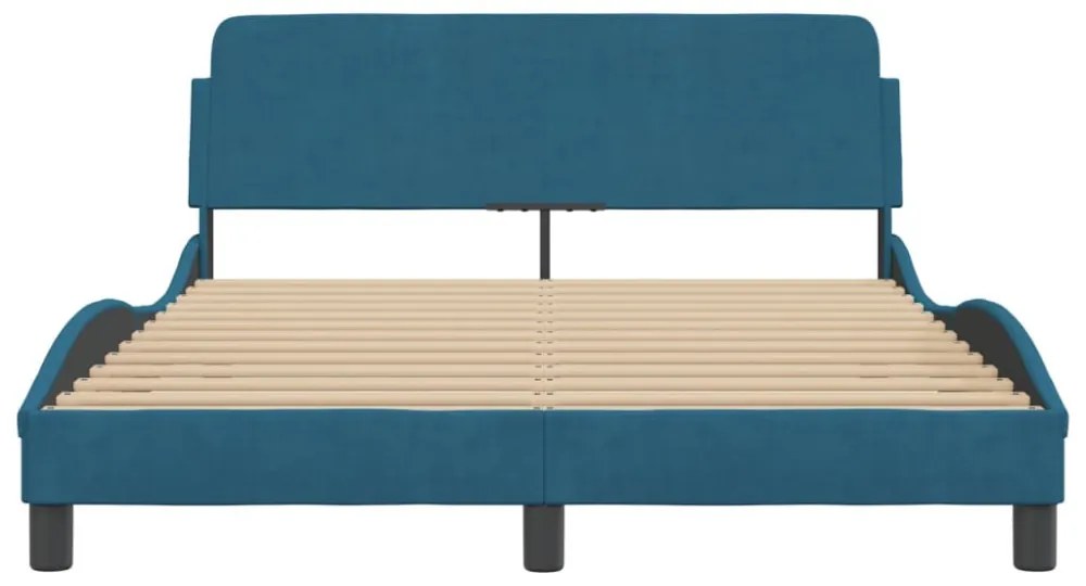 kék bársony ágykeret fejtámlával Dover 140 x 200 cm