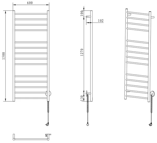 Sapho - REDONDO elektromos törölközőszárító 130W/230V 150 cm króm