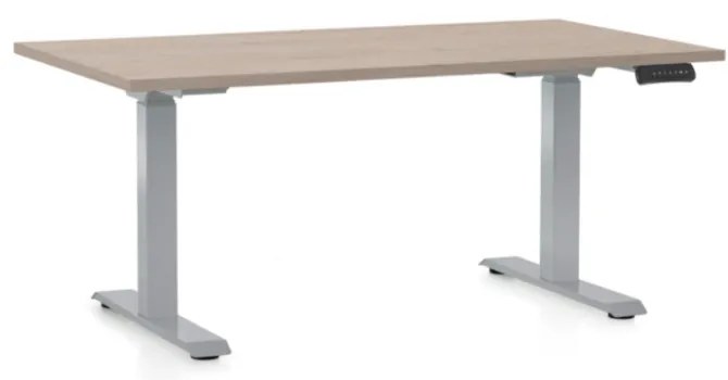 Állítható magasságú asztal OfficeTech D, 140 x 80 cm, szürke alap, tölgy