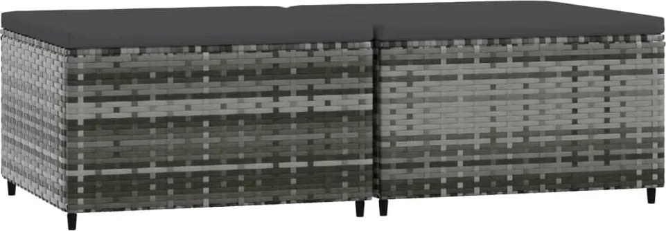 vidaXL 2 db szürke polyrattan kerti lábtartó párnával