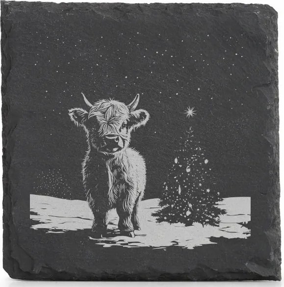 Kő alátét bögre alá x4 Karácsonyi tehén karácsonyfa