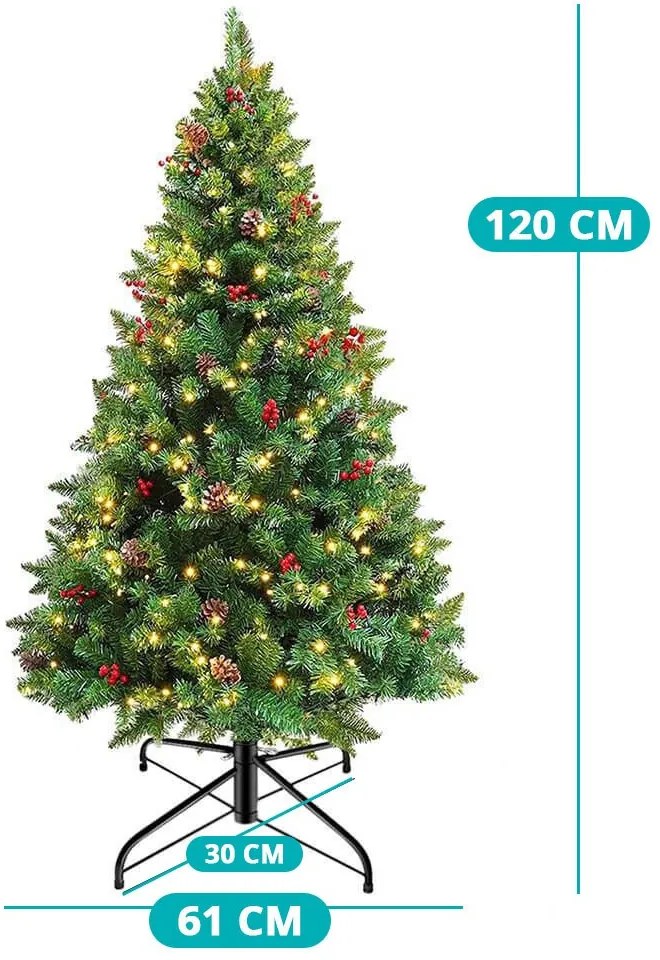 LED-es műfenyő több típusban, melegfehér-100 LED-es, 120 cm