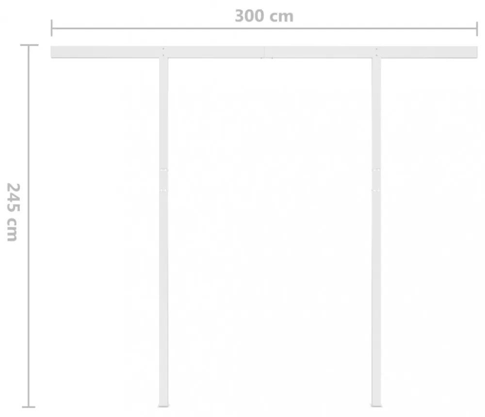 sárga és fehér kézzel kihúzható LED-es napellenző 3 x 2,5 m