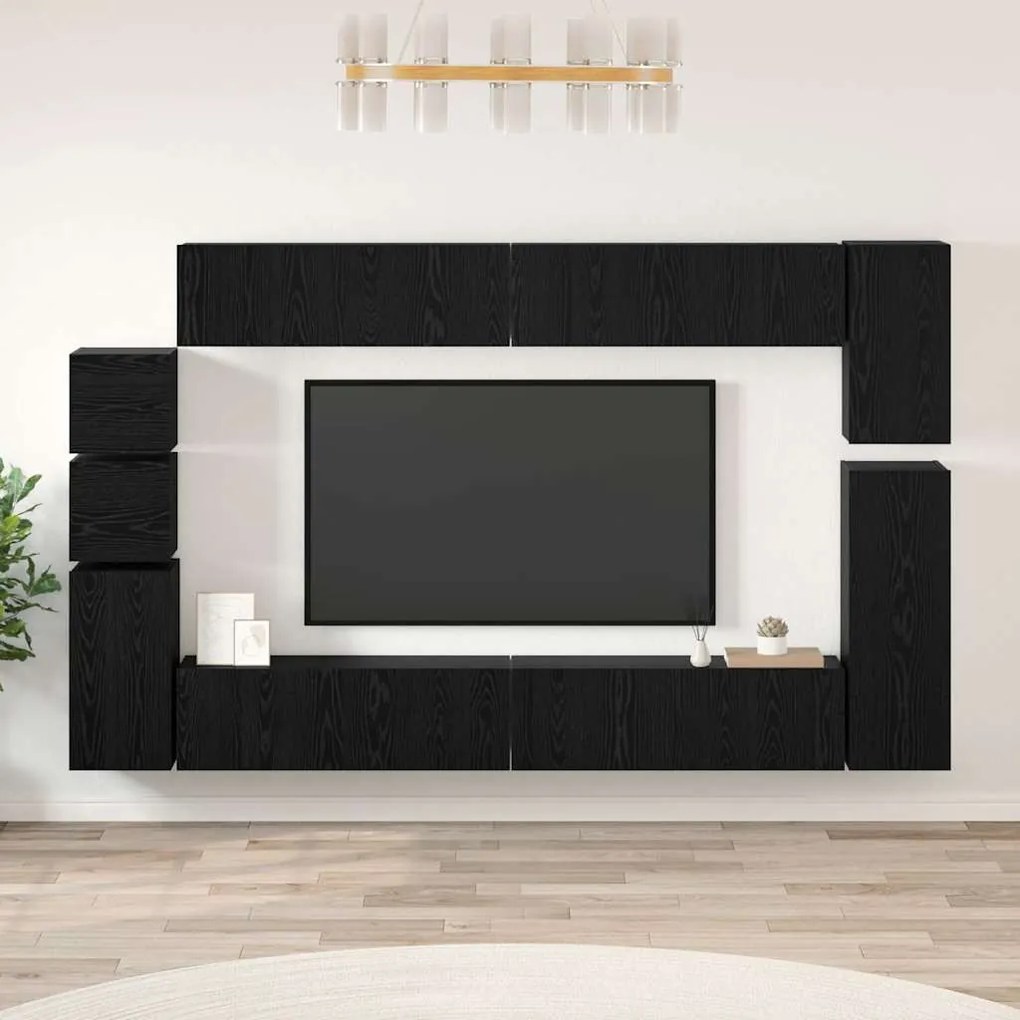 TV szekrény garnitúra 9 pcs Musta tammi Faanyag