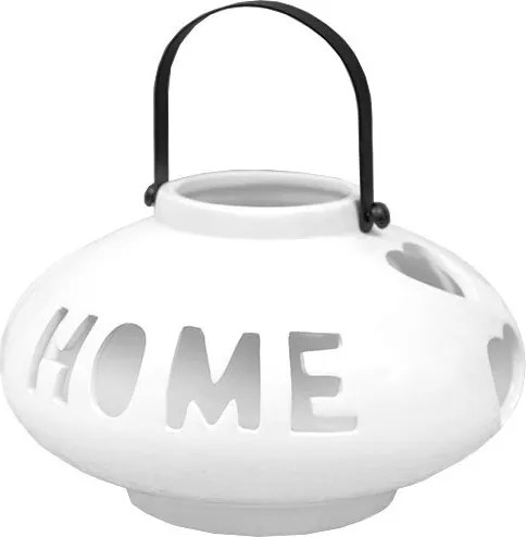 Gyertyatartó Áttört Fehér Kerámia Love Home 16x11 Lampion