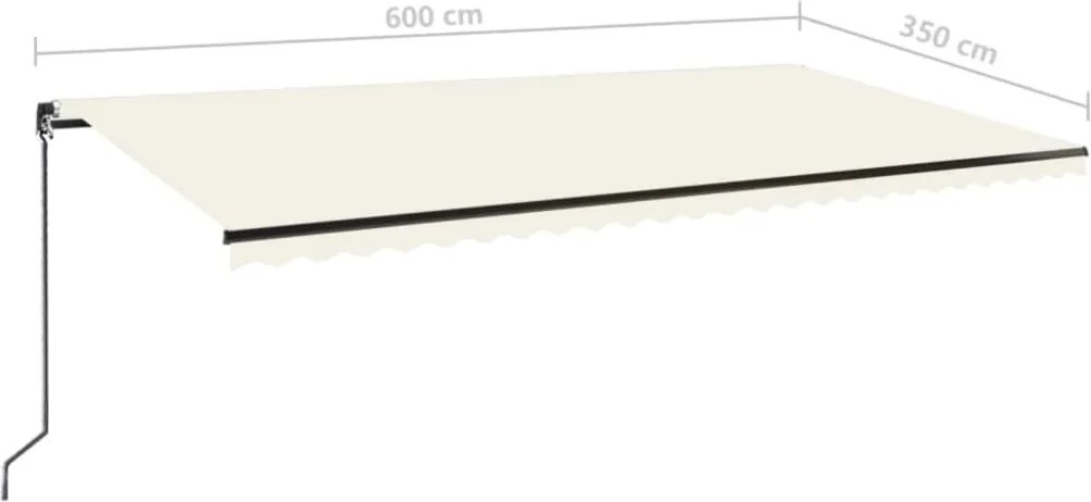 Krémszínű kézzel kihúzható napellenző 600 x 350 cm