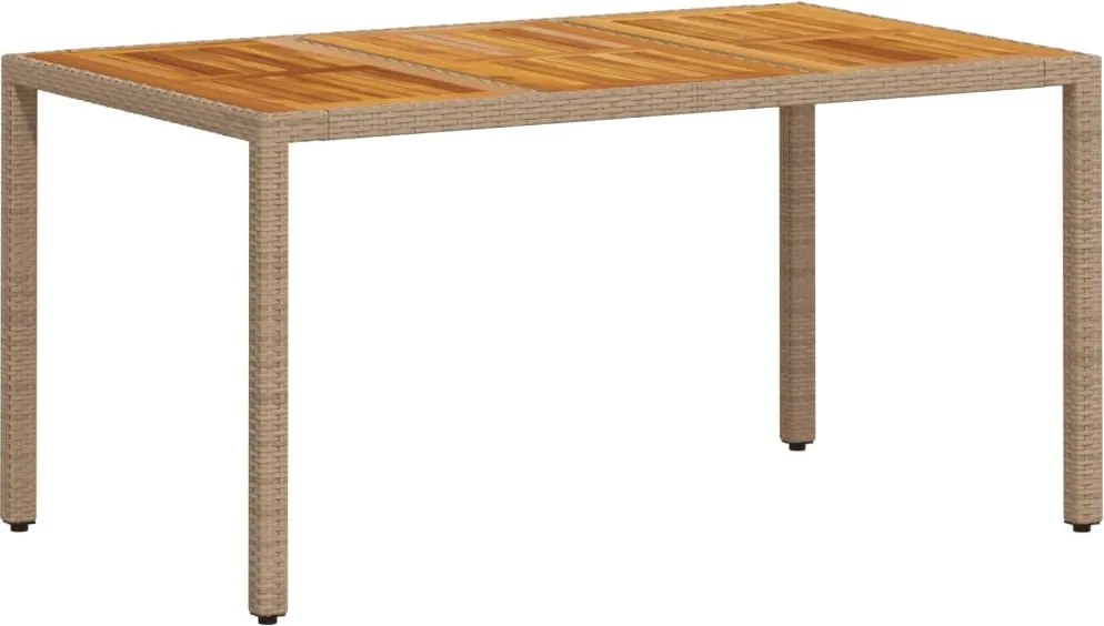 vidaXL bézs polyrattan és akácfa kerti asztal 150 x 90 x 75 cm