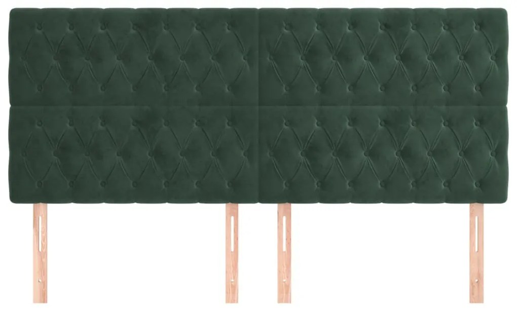 sötétzöld bársony fejtámla 200 x 7 x 118/128 cm