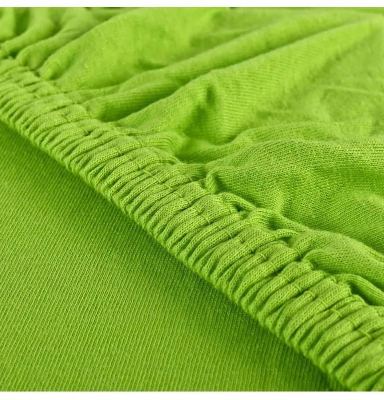 EMI zöld 100% pamutjersey gumis lepedő, 90x200-as lap