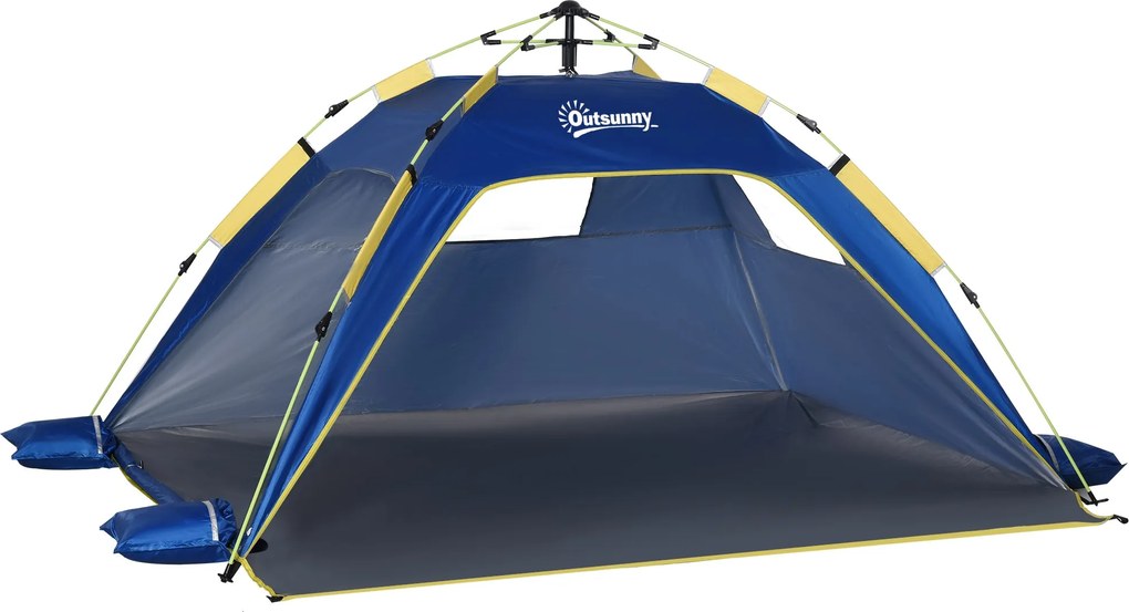 Outsunny Összecsukható Tengerparti Sátor – UV Védelemmel, Vízálló Hordtáskával 1-2 Embernek, 220 x 173 x 120 cm Sötétkék | Aosom