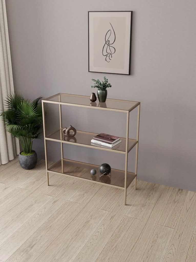 Fém komód, arany-bronz, 100 cm