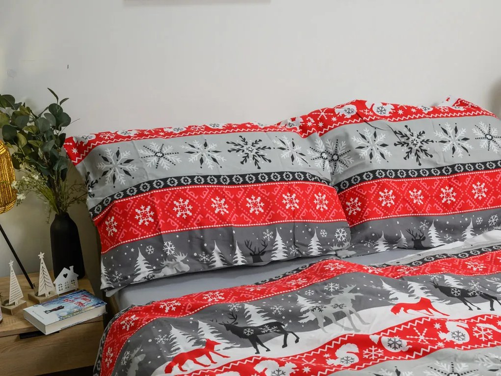 Flanel ágynemű SNOWY FOREST szürke Ágyneműhuzat mérete: 2 db 70 x 90 cm | 200 x 220 cm