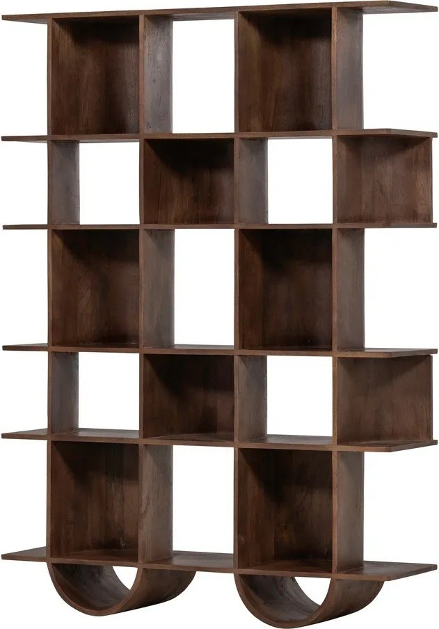 Sötétbarna mangófa könyvespolc 130x180x35 cm Sinne – WOOOD