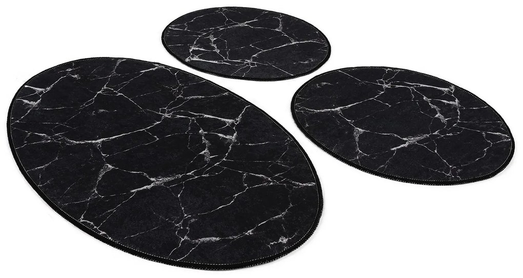 Fürdőszobaszőnyeg Szett (3 db) Marble - Fekete