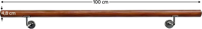 Fogantyú/korlát, tömör fa, barna, 100 cm, MANEL TYP 1