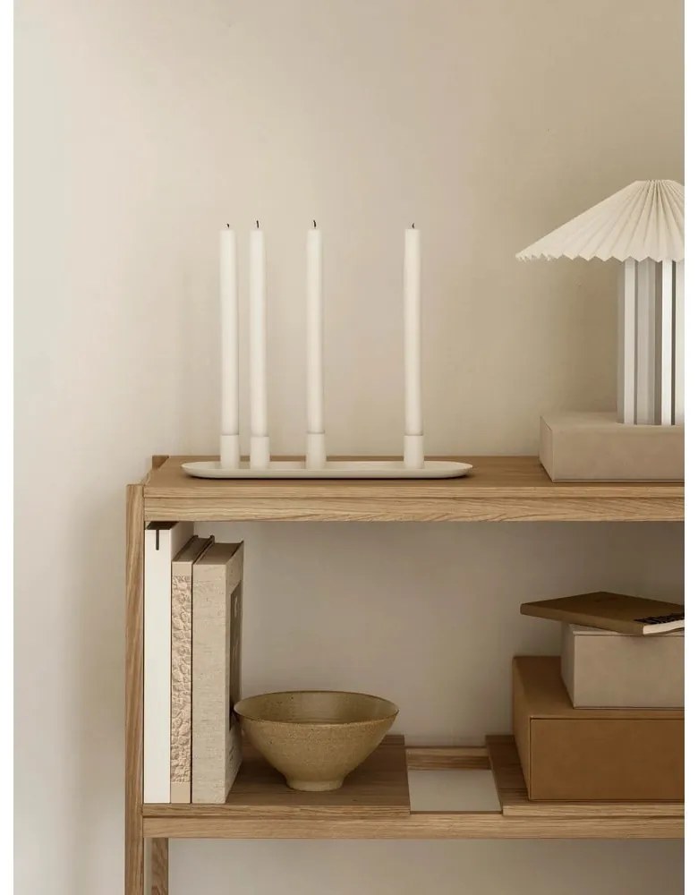 Fehér-ezüstszínű dimmelhető asztali lámpa textil búrával (magasság 36 cm) Taite – Blomus