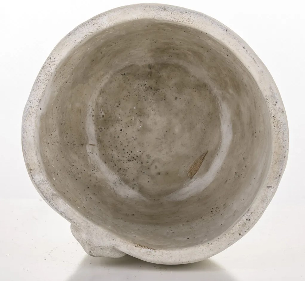 Cyrus design görög stílusú emberi arcot ábrázoló cement virágtartó kaspó szürke 12x18x18cm