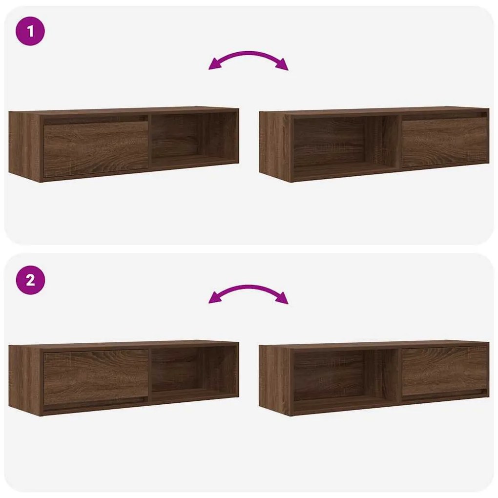 barna tölgy színű szerelt fa TV-szekrény 100x31x25,5cm