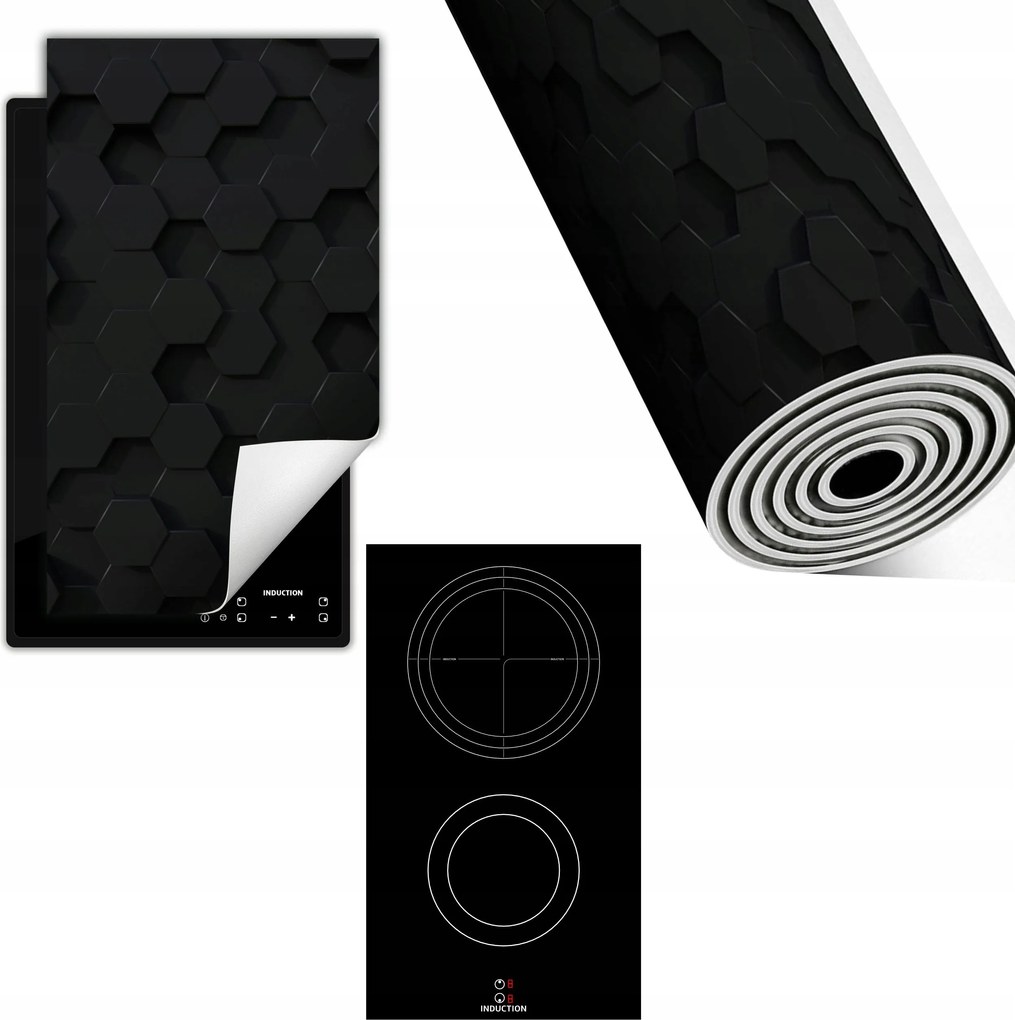 Indukciós Védőszőnyeg Konyhapult 30x52 fekete 3d
