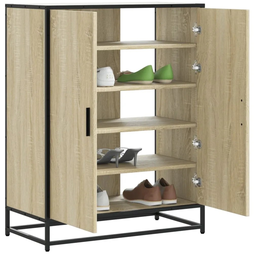 sonoma tölgy színű szerelt fa és fém cipőszekrény 75x38x97,5 cm