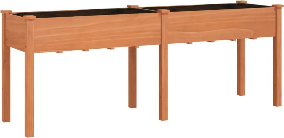vidaXL barna tömör fenyőfa kerti ültetőláda béléssel 203x53x76 cm