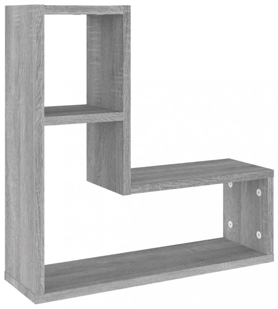 2 db szürke sonoma színű szerelt fa falipolc 50 x 15 x 50 cm